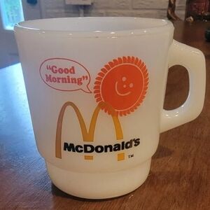 Vintage McDonalds Anchor Hocking Fire-King Good Morning Glass Coffee Mug Cup